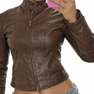 Bagatelle Women's Tan Leather Jacket